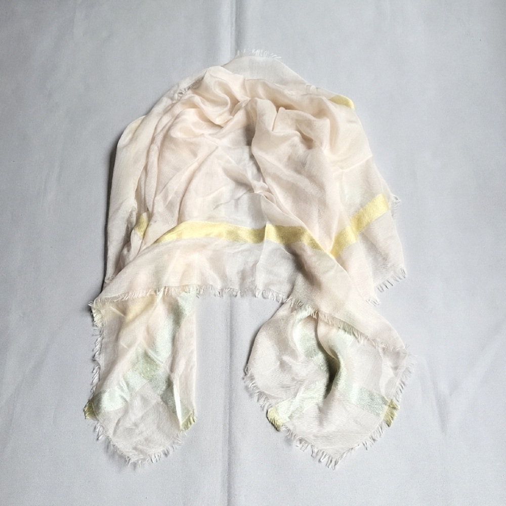 NWT$825 Loro Piana Large Square Stripe Cashmere & Silk Fringe Scarf Shawl - Picture 6 of 14